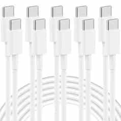 5-Pack 6' IWTKenw 60W USB-C to USB-C Charging Cable (White)