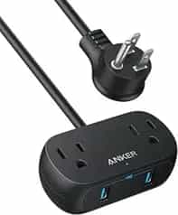 Anker PowerExtend USB Power Strip – 5' Cord (2 AC + 2 USB-A)