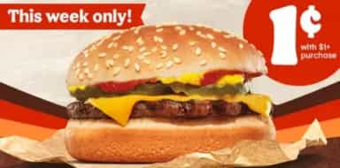 Burger King - Cheeseburger for $0.01 with any $1+ purchase