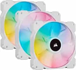 CORSAIR iCUE SP120 RGB ELITE Performance 120mm White PWM Triple Fan Kit with iCUE Lighting Node